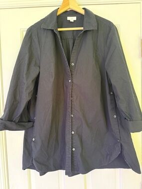 J. Jill Black Button-Up Tunic Size XL